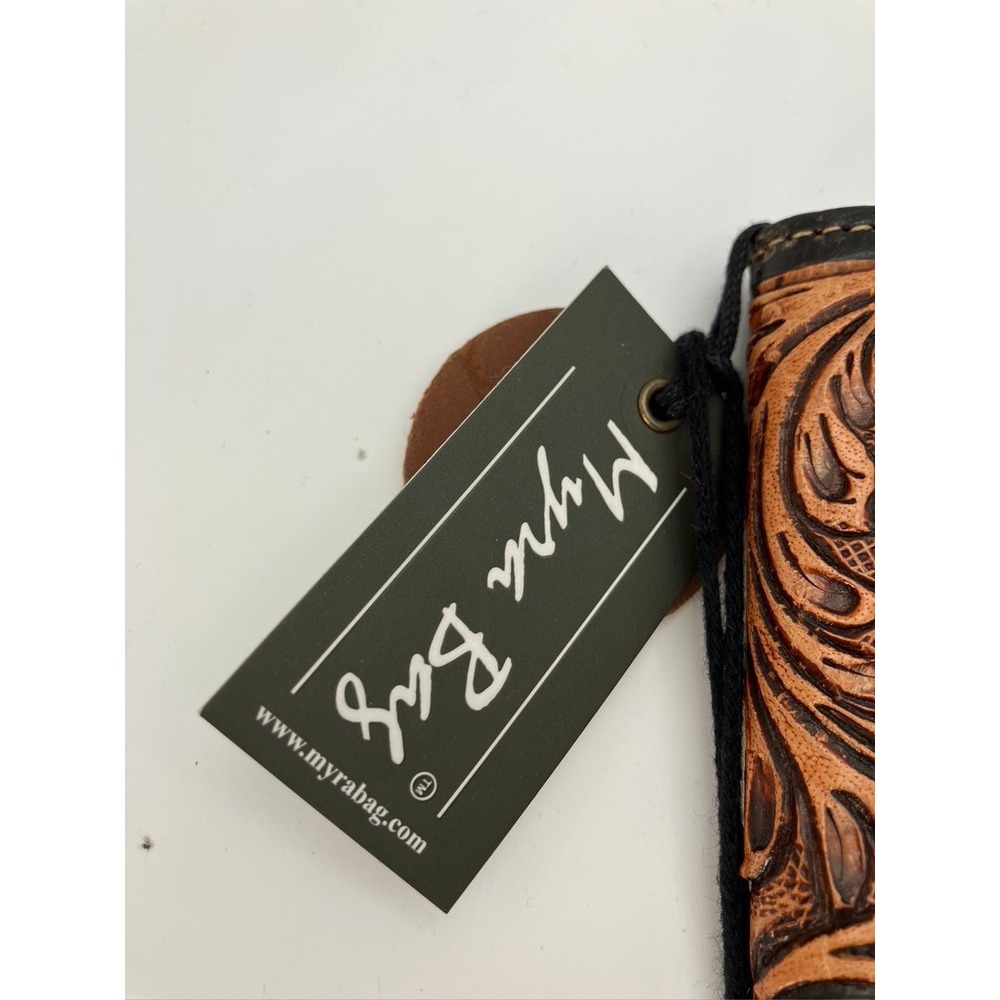 Myra Bag Paradise Mens Wallet Black Brown Tooled Leather RFID Bifold S-6586 NEW - Picture 3 of 6